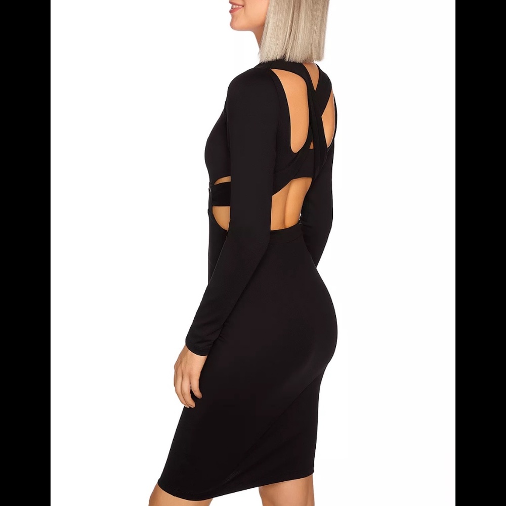 Susana Monaco Long Sleeved Cross Back Dress Black Size L - NWT